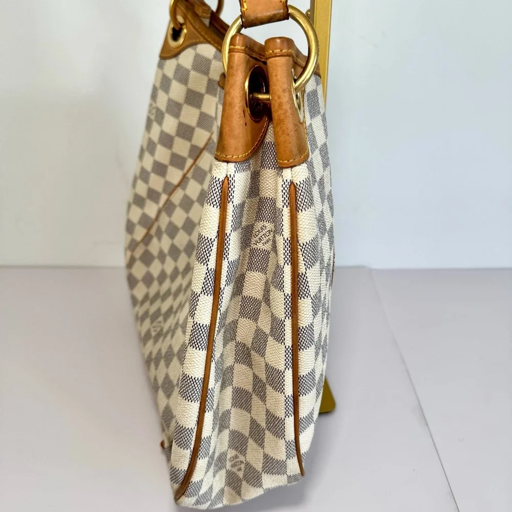 Louis Vuitton Galliera PM Shoulder Bag In Damier Azur Logo Print W Gold Hardware